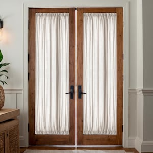 Custom Linen Sidelight Curtain: Semi Sheer French Door Panel