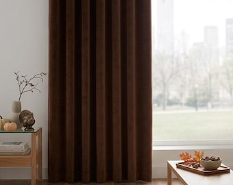 Dark Velvet Curtains: Wave Ripple Fold Drapes, Lined Velvet Warm Tone Panels