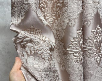 Cream Gold Jacquard Curtains: Luxury Rich Custom Curtain Panels