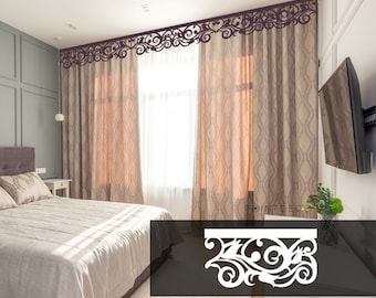 Floral Laser Cut Window Pelmet: Openwork Curtain Rod Decor