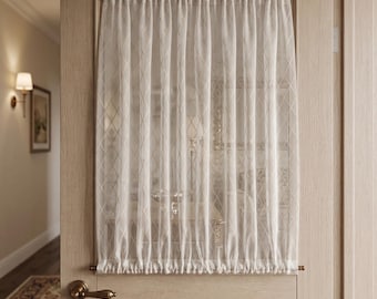 Custom Doorway Sheer Curtains: Ivory Diamond Lace Panels for French Doors