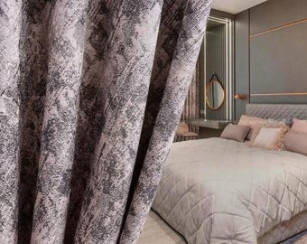 Powder Pink Jacquard Curtains: Bedroom Blackout Curtains for Wellness Decor