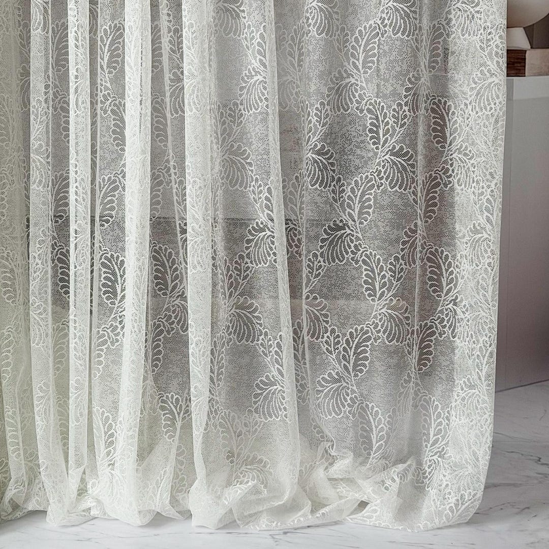 Tulle Curtains With Leaf Design: Custom Sheer Curtain, Luxury Net