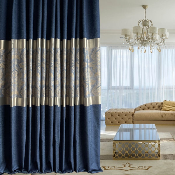 Navy Curtains - Etsy