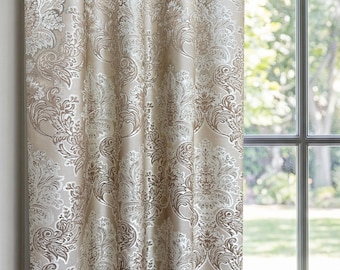 Luxury Victorian Damask Curtains: Vintage Jacquard Drapes for Living Room - Pinch Pleat | Eyelet