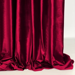 Burgundy red velvet bohemian curtains, luxury glam privacy curtains for living room, custom length curtains