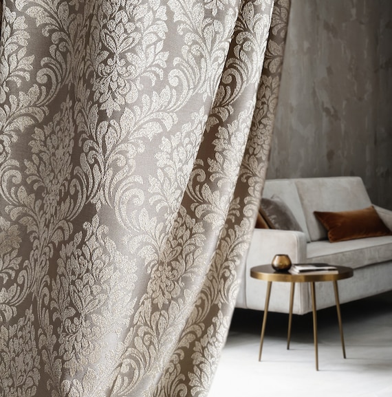 ダマスクジャカードのドレープカーテン、花柄のカーテンパネル、厚手の 