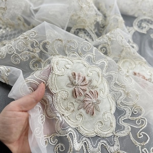 Gold Embroidered Sheer Lace Curtains: Victorian Cafe Style