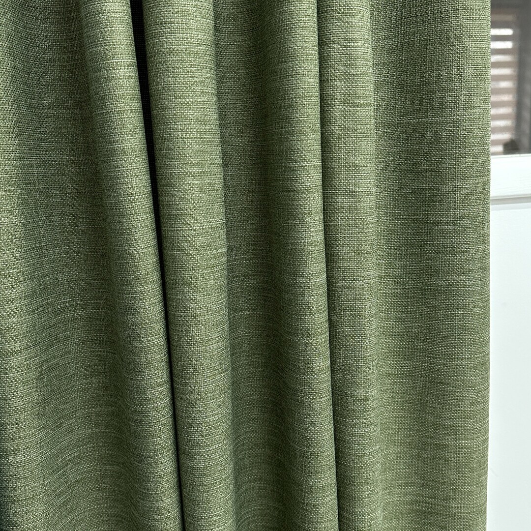 Olive Green Vintage Linen Curtains for Living Room, Extra Long Burlap Farmhouse Style Curtains ...