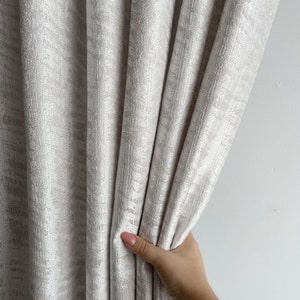 Modern silver  pearl textured custom curtains,  thick living room curtains, luxury draping, abstract pattern curtains