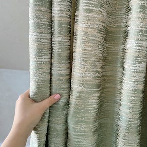 Light mint green modern curtain panels, Patterned jacquard grommet/rod pocket curtains, Custom privacy curtains for living room, bedroom