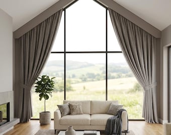 Custom Velvet Angled Curtains: Sloped Window Curtains, A Frame Drapes