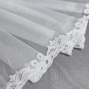 Lace Embroidered Sheer Curtains: White Ivory Voile Tulle, Custom Length