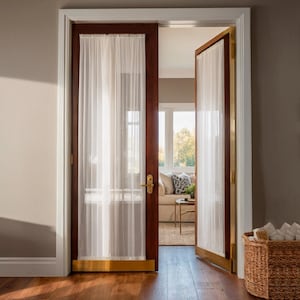 Linen Sidelight Window Curtain, Custom-Made French Front Door Panel Curtain, Rod Pocket Curtains for Small Windows