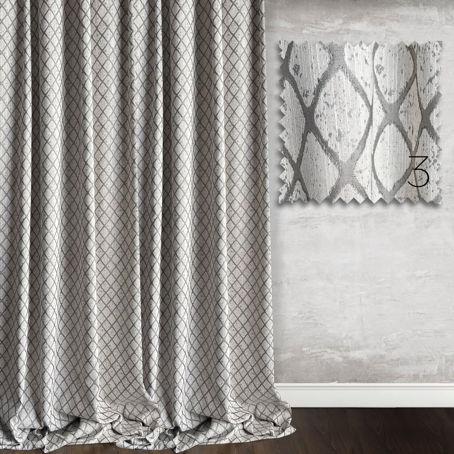 A Pair of Diamonds Curtain Panel Modern Geometric Pattern Etsy