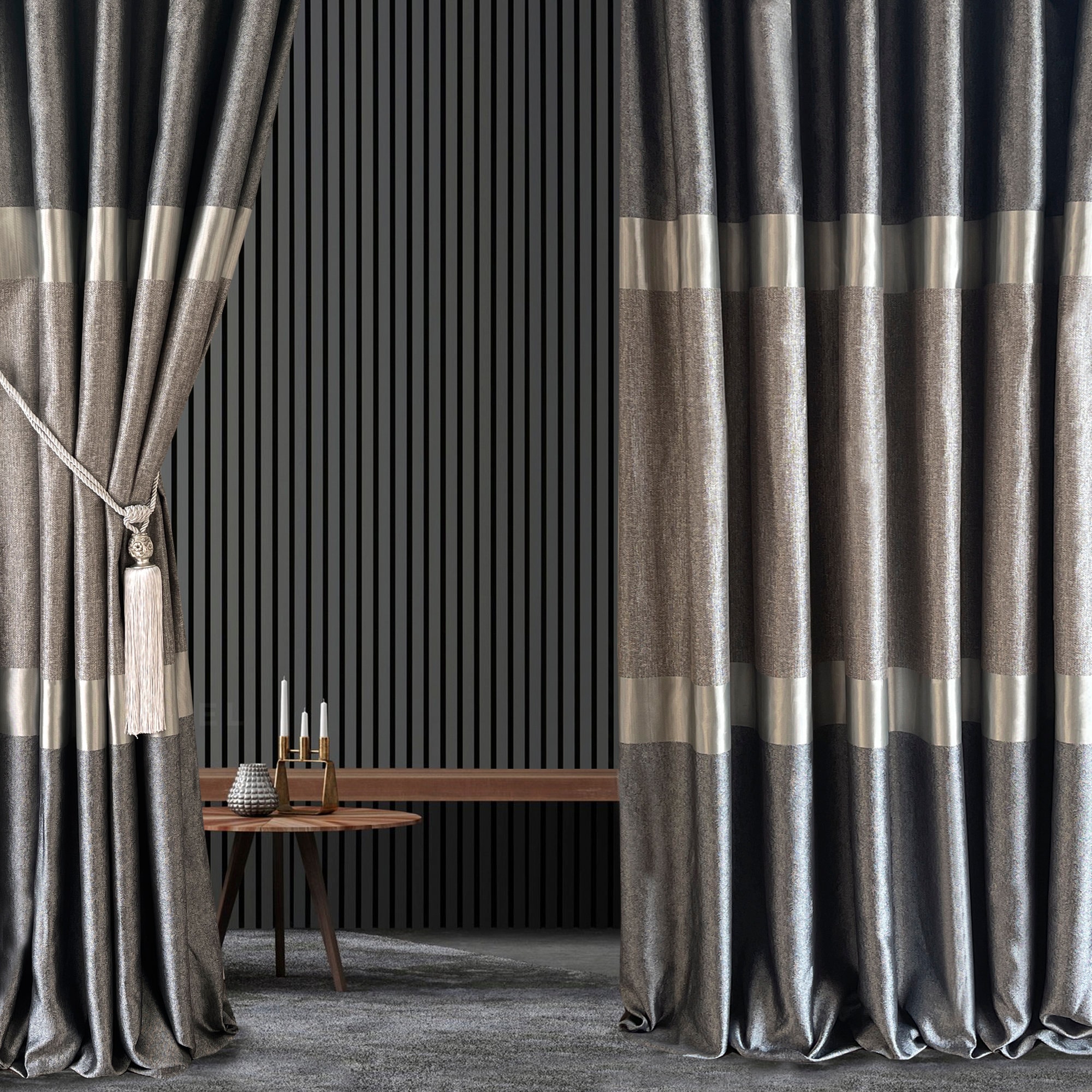 Gray And Beige Living Room Curtains