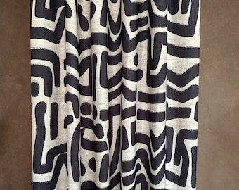 Mid Century Modern Linen Curtains -  Custom Blackout Drapery for Living Room -Eyelet| Rod Pocket