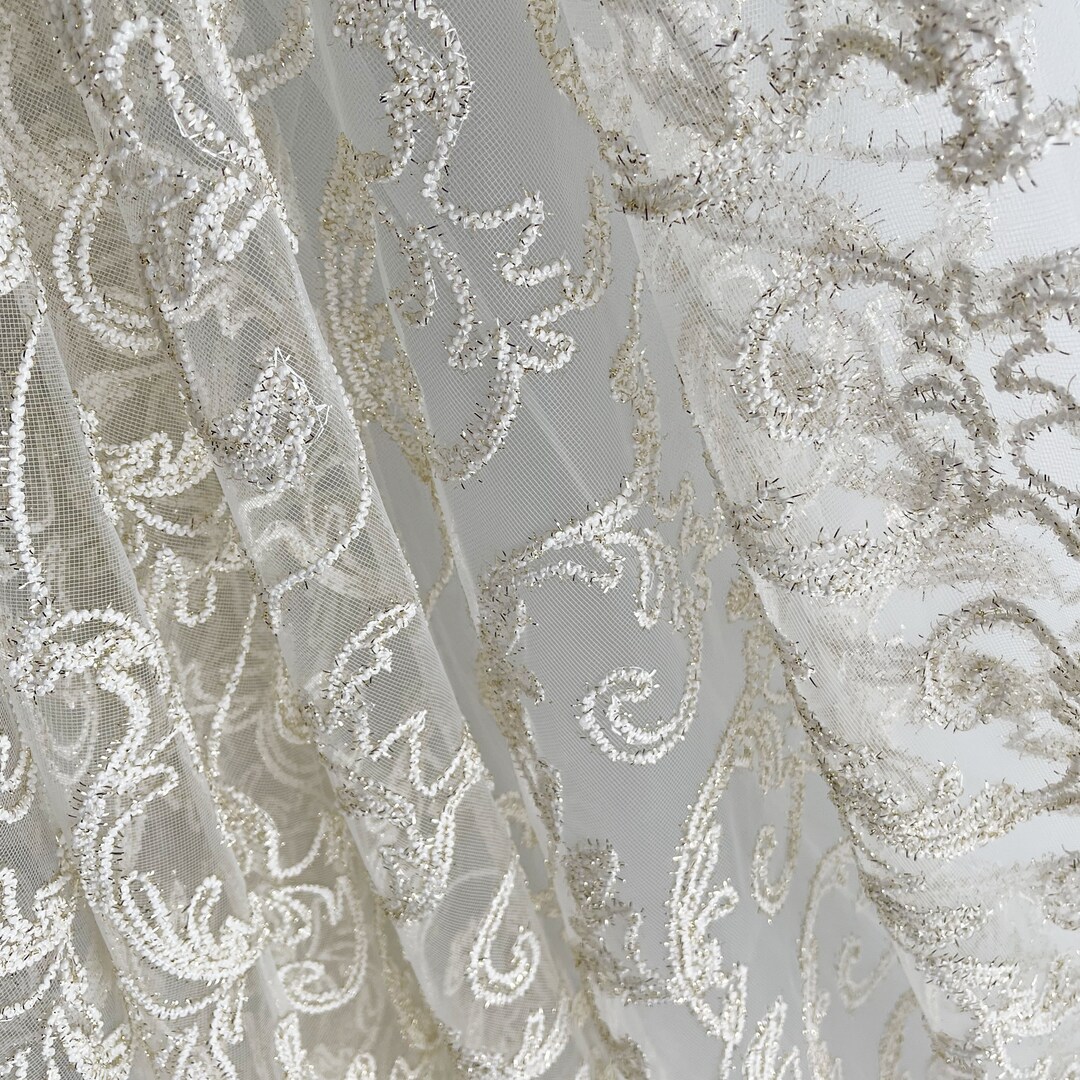 Custom-made Sheer Lace Curtains With Rich Damask Curl Embroidery, Luxury Vintage Sheer Bedroom ...