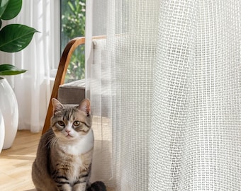 White Cat Proof Sheer Curtains: Pet-Friendly Anti Scratch Sheer Panels