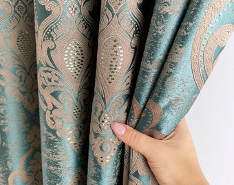 Jacquard drapery curtain, thick living room curtains, luxury draping, classic floral curtain panels