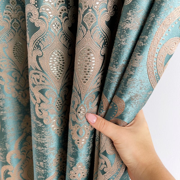 Jacquard drapery curtain, thick living room curtains, luxury draping, classic floral curtain panels
