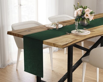 Plain green moss fabric dining table top, christmas green table runner with napkins set, christmas tablecloth in various colors