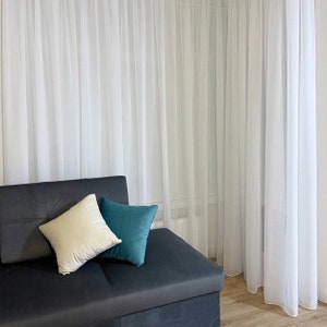 White voile curtain, Plain soft sheer curtain panel, Custom sheer curtains, White chiffon drapes