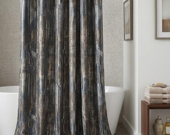 Tenda da doccia extra lunga di lusso: tenda da bagno impermeabile in stile Art Déco blu navy