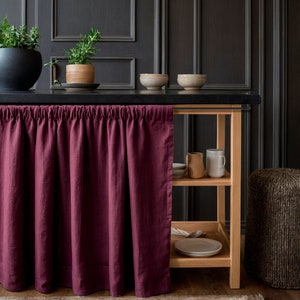 Privacy Cafe Curtains for Bathroom, Rod Pocket Kitchen Shelf Skirt, Farmhouse Hideaway / Cupboard / Appliance Curtains, Bookshelf Valances