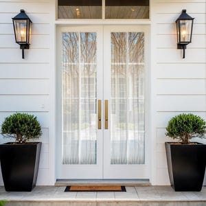 Custom Linen Sheer Curtain Panel: French Door Sidelight Window Drape