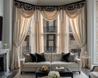 Custom Victorian Velvet Valance Curtains: Rich Swag & Openwork Lambrequin