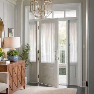 Linen Entryway Door Curtains, Custom-Made Sidelight Window Curtain, French Front Door Panel Curtain, Rod Pocket Curtains for Small Windows