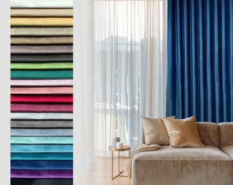 Custom Blackout Velvet Ripple Fold Curtain: Wave Track Drape for Living Room, 22 Colors