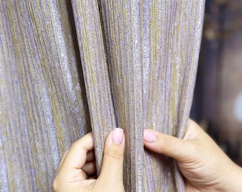 Luxury Art Deco Purple Blackout Curtains for Living Room | Ticking Stripe Eyelet Drapes