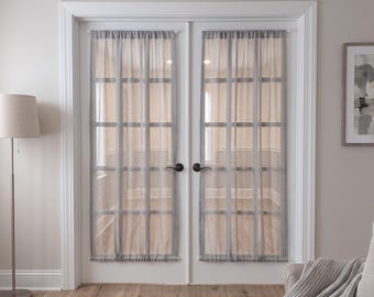 Double Rod Pocket Door Curtains: Anti Scratch Sheer Net Curtains for Doorway