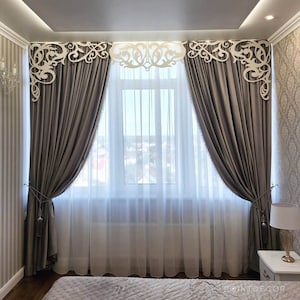 Laser Cut Window Lambrequin: Custom Openwork Curtain Valance