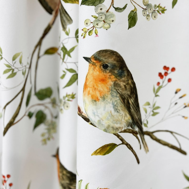 Watercolor Birds Curtain Colorful Custom Curtains Floral Etsy