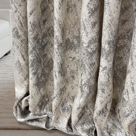 Silver Beige Textured Curtains: Modern Jacquard Window Panels