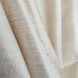 Cream Jacquard Curtain Panel: Custom Drapery, Rod Pocket/Pleated/Grommet