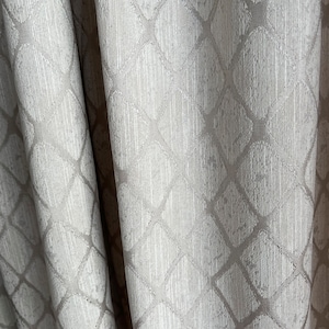 A Pair of Elegant Diamonds Curtain Panel, Modern Geometric Patterned Bedroom Drapery, Custom Jacquard Curtains with Blackout Lining