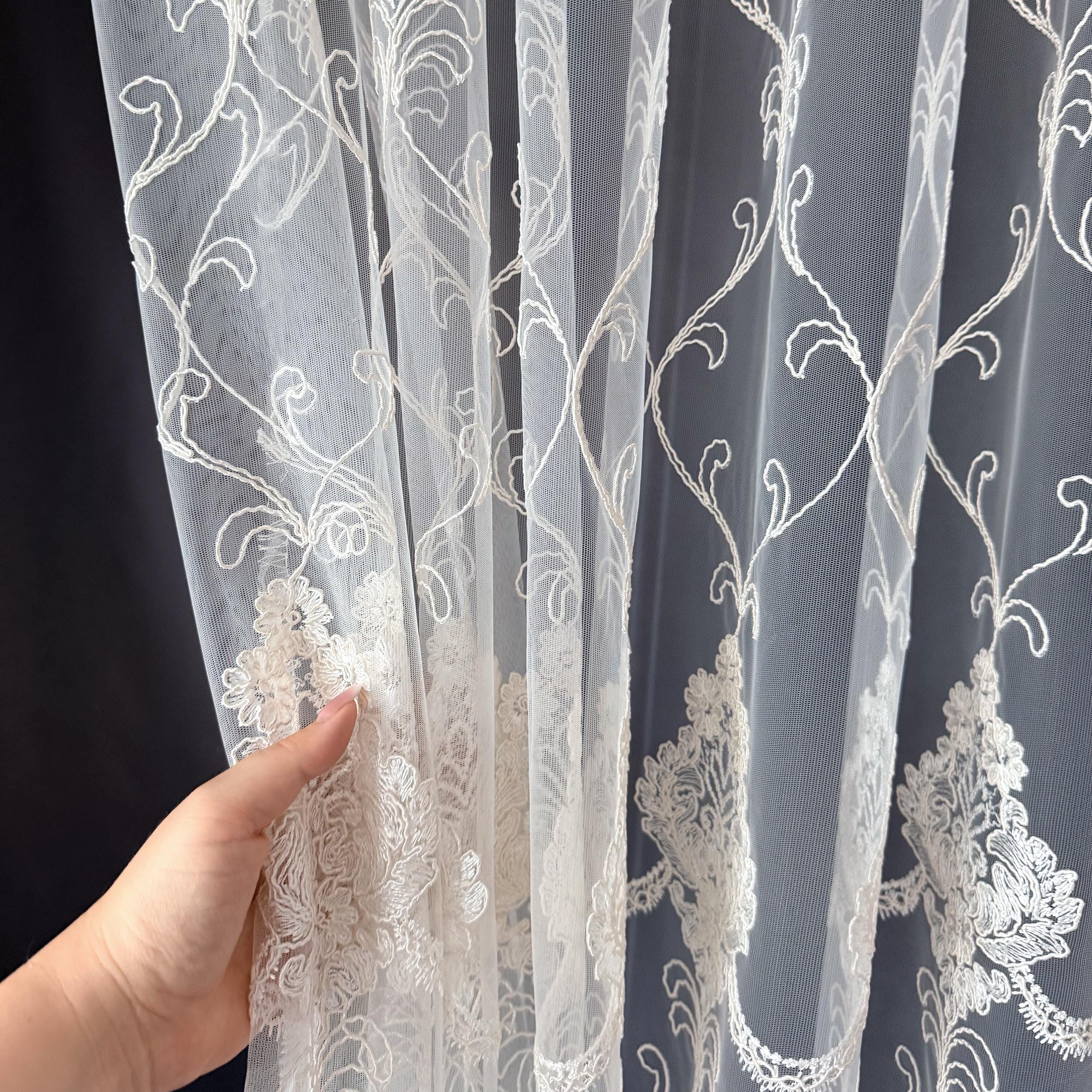 Opulence Arabic Floral Damask Embroidered Sheer Drapes | Custom