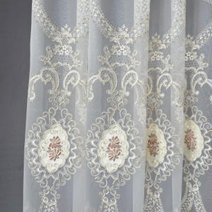 Gold Embroidered Sheer Lace Curtains: Vintage Arabic Style Tulle