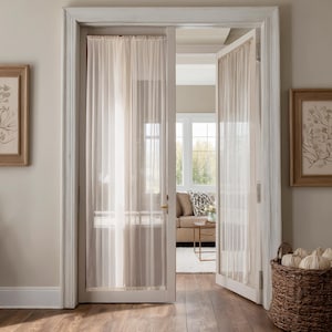 Custom Linen Sidelight Window Curtain, French Front Door Rod Pocket Panel Curtain for Small Windows, Patio Sliding Door Curtains