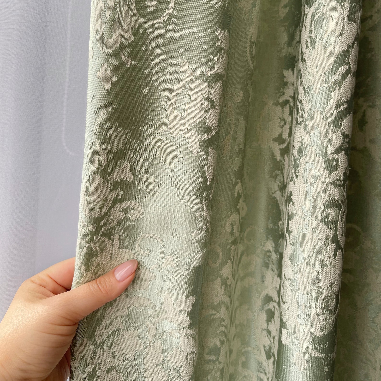 Damask floral curtain panels Jacquard drapery curtain thick Etsy