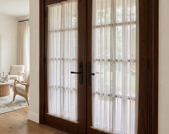 Custom Doorway Net Curtains: Double Rod Pocket Scratch Resistant Sheer
