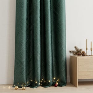 Dark Green Blackout Curtains: Luxury Jacquard Drapes for Bedroom & Living Room