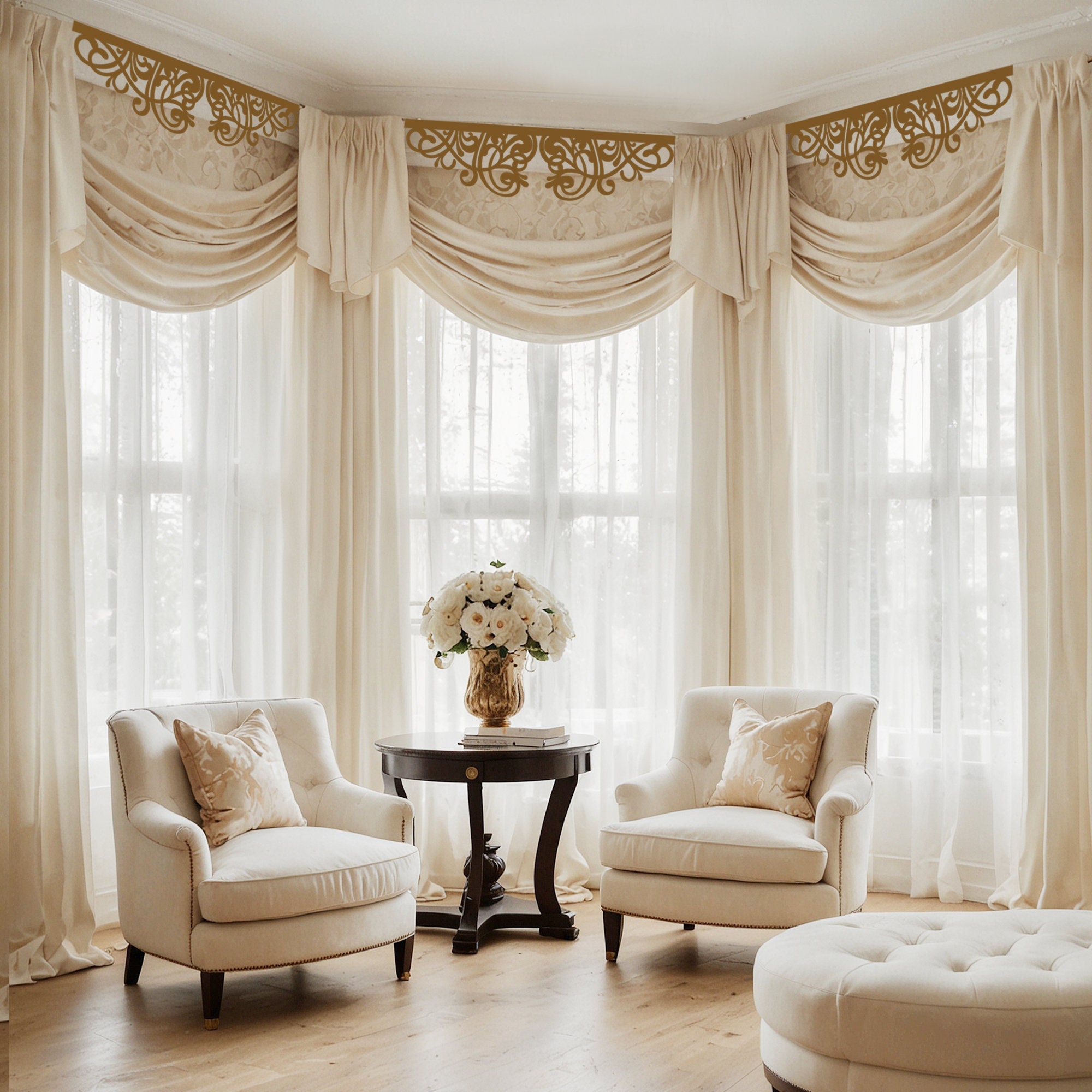 Laser Cut Window Pelmet: Victorian Lace Curtain Valance