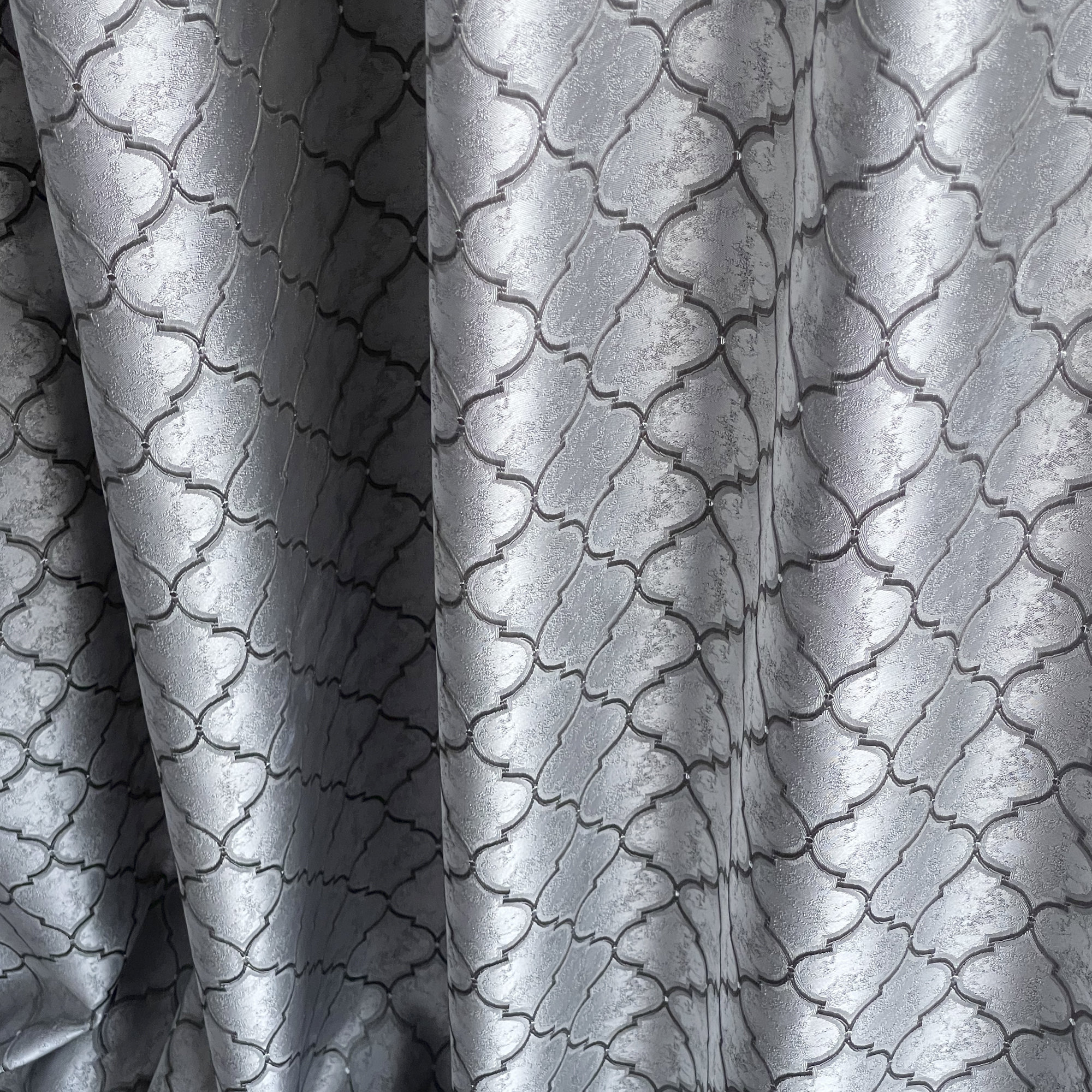 Drapery Silver Silver Gray Jacquard Curtains: Luxury Diamond Pattern Drapes for Living ...