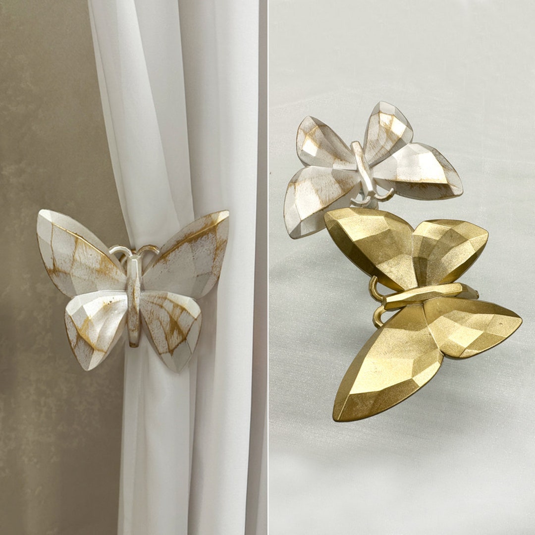 Antique Gold Butterfly Curtain Holdback, Wall Curtain Hook Sparkling