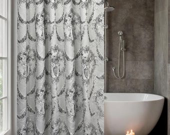 Custom Luxury Goth Extra Long Shower Curtains - Gray Fabric Bohemian Bath Decor